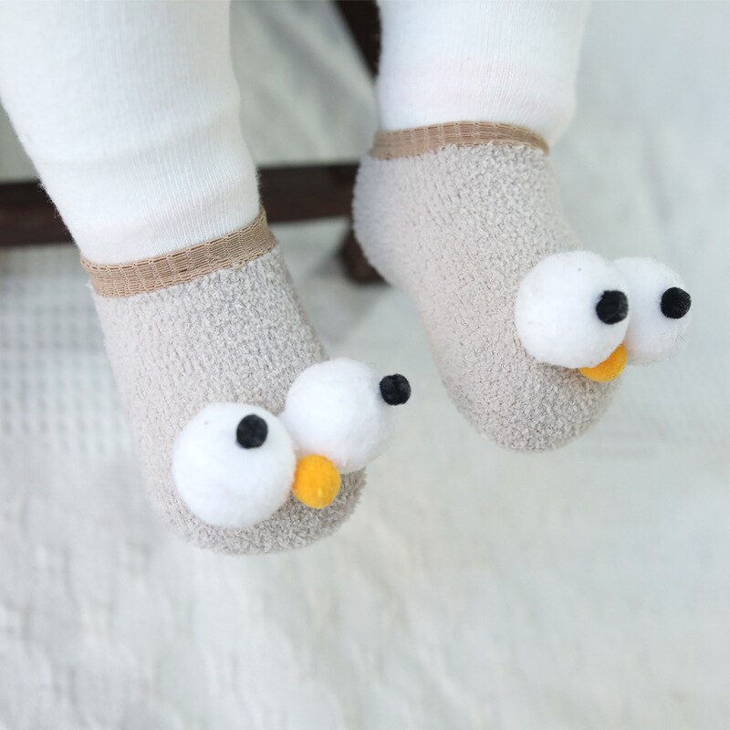 Bonitos calcetines de bebé con ojos grandes, suaves, antideslizantes, para primavera y otoño, bonitos calcetines infantiles, Cómodos calcetines para niños pequeños, adecuados para 0-3 años