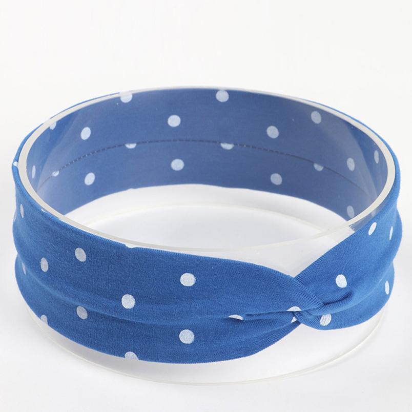 Cute Baby Toddler Infant Headband Dot Printing Stretch Hairband Headwear hair accessoriesbaby headband: Blue