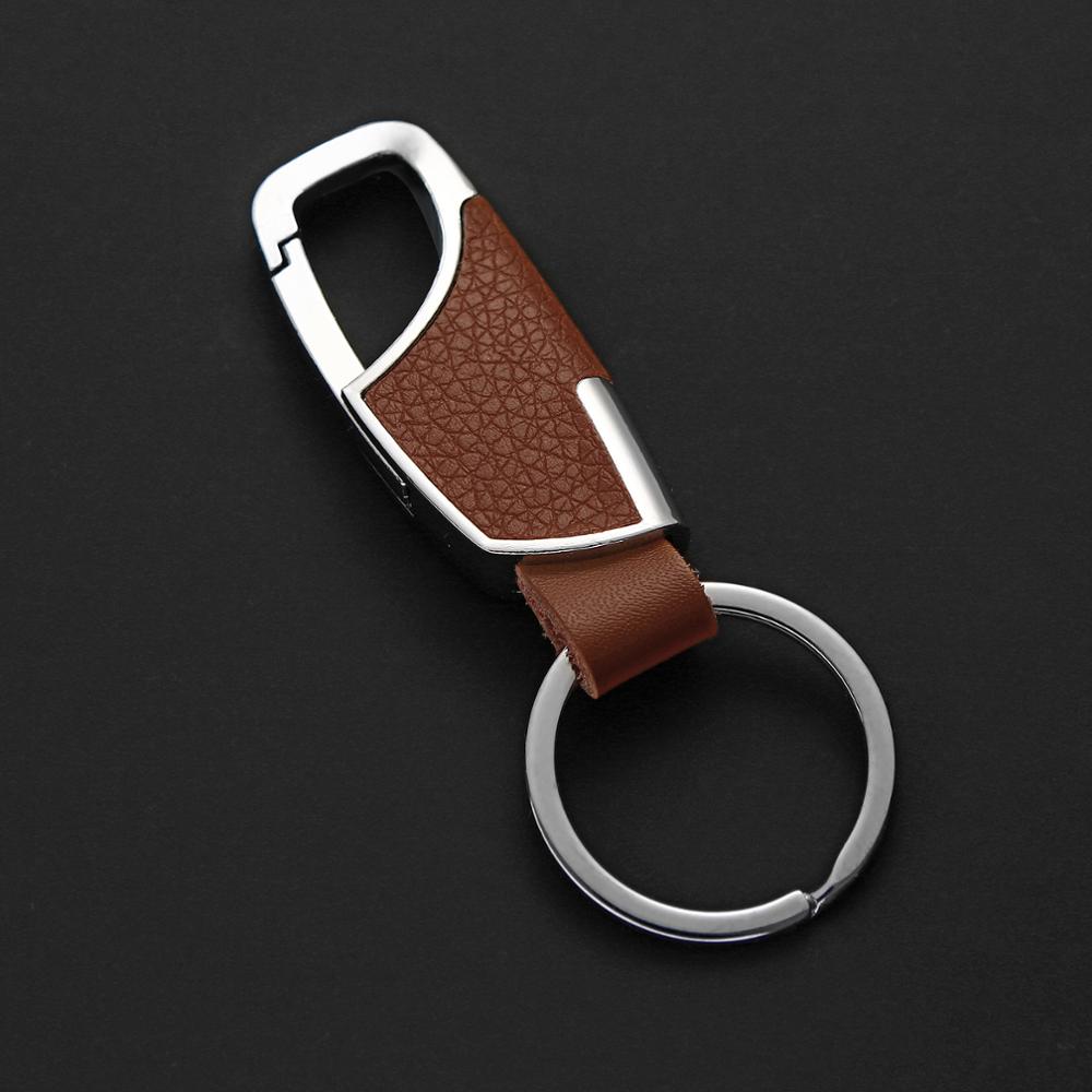 Mode-sieraden Metalen Sleutelhanger Heren Lederen Auto Eenvoudige Leer En Metalen Legering Gesp Mannen Zwarte Auto sleutelhanger