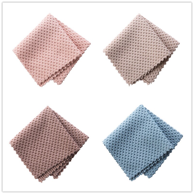 4 pces toalha de limpeza de cozinha casa toalhas de microfibra para a cozinha absorvente pano mais grosso para limpar a mesa de limpeza de micro fibra: Vermelho