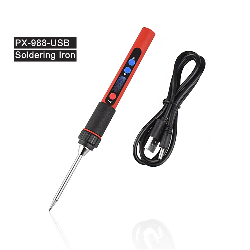 NEWACALOX USB 10W DC 5V Soldering Iron 5pc Stainless Steel Welding Tips I/K/BCS/2C/2.4D Special for PX-988USB Soldering Iron: Red Soldering Iron