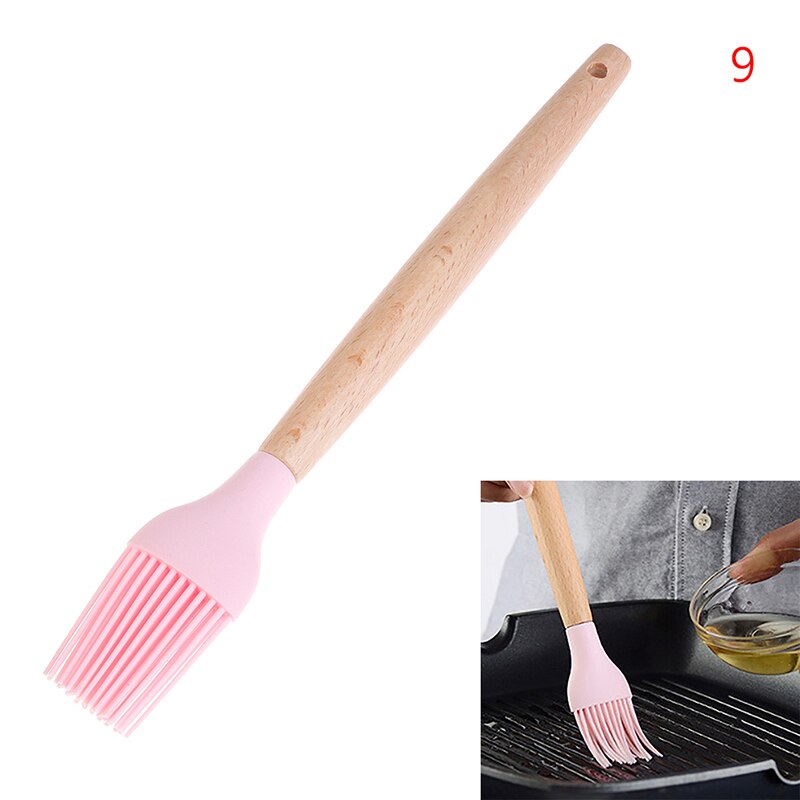 Food-Grade Non-Toxic Silicone Cooking Utensils Set Non-Stick Spatula Shovel Wooden Handle Cooking Tools Set: 9