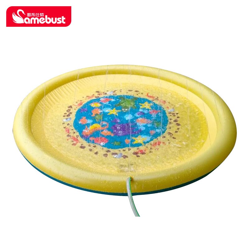 Sommar uppblåsbar vattenspraydyna förtjockad pvc barn utomhus stänkskydd simbassäng leksak barn 100 130 150 170 180cm: 170cm gula c