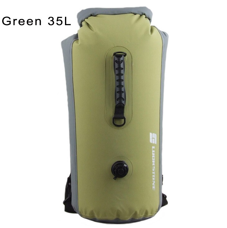 60L/35L/25L Waterproof River Trekking Bags Inflatable Snorkeling Rafting Drifting Dry Bag Backpack Stuff Sack: Green 35L
