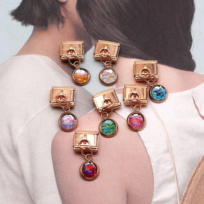 Hapiship Original Daisy Round Fish Scales Rose Italian Charm Fit 9mm Stainless Steel Bracelet DIY Making Jewelry DJ309