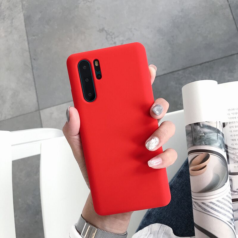 Mat cover til huawei  p30 pro cover mat silikone tpu blødt cover til huawei  p30 pro bagcover: Rød