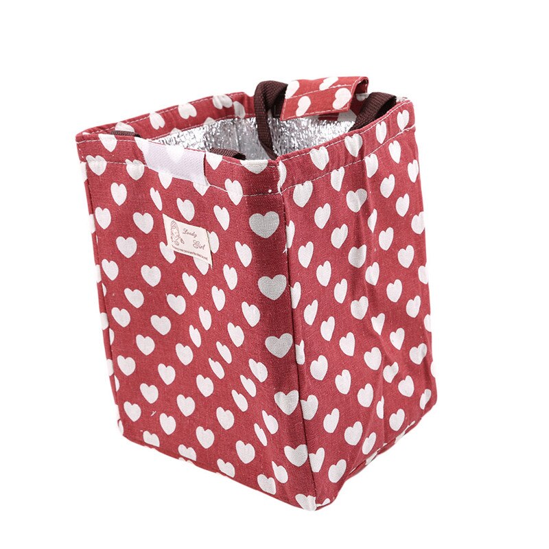 Animal Lunch Bags Women Portable Functional Canvas floral Insulated Thermal Food Picnic Kids Cooler Lunch Box Bag Tote: heart