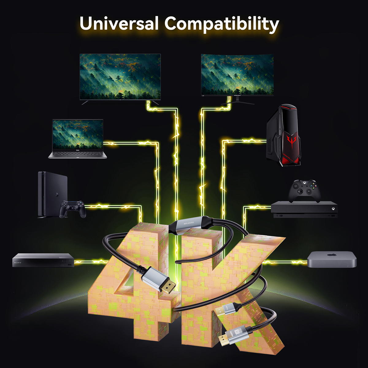 Actieve 8K HDMI 2.1 naar Displayport 1.4 kabel 4K HDMI naar Displayport 144Hz converteradapter HDMI 2.1 in naar Displayport DP 1.4 uit
