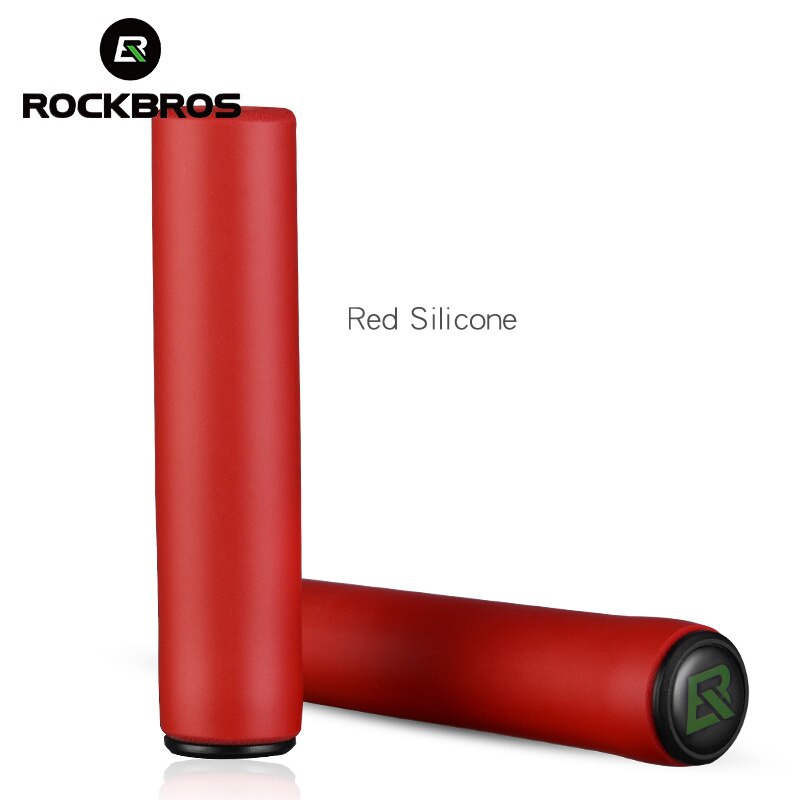 Rockbros svamp silikone cykelgreb mtb styr greb anti-skrid bløde cykel manchetter cykel håndtag cykel tilbehør: Rød silikone