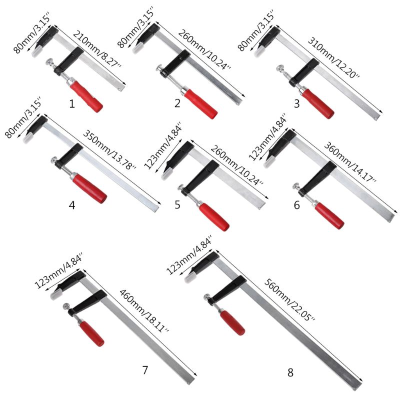 Heavy Duty F-Clamp Bar Clip Clamp For Woodworking High Strength Wood Clamping Carpenter DIY Hand Tool 8 Sizes