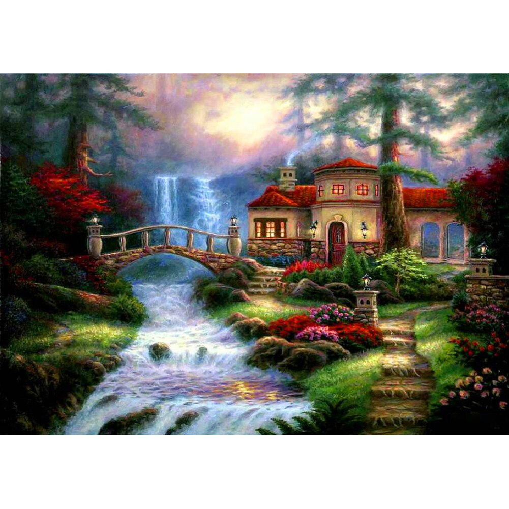 5D BRICOLAGE Plein Carré Diamant Peinture Montagne Paysage Broderie point De Croix Mosaïque Strass Halloween Décor: 08