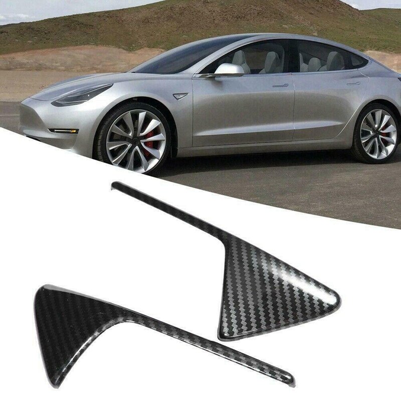 Cubierta protectora lateral de fibra de carbono mate para cámara Tesla modelo 3 Y X S, 2 uds.