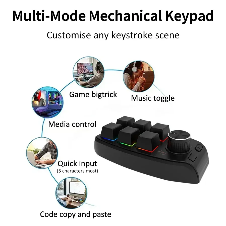 USB Macro Custom Mini-toetsenbord Bluetooth 6 toetsen 1 knop Programmering DIY Mechanische Macropad Gaming Tekening Schakelaar -swap toetsenbord