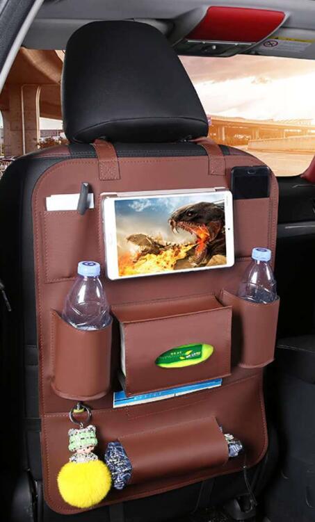 Auto opbergtas auto organizer achterbank tas auto stoelhoes opbergdoos multifunctionele stoelhoes vuilafstotend: Bruin