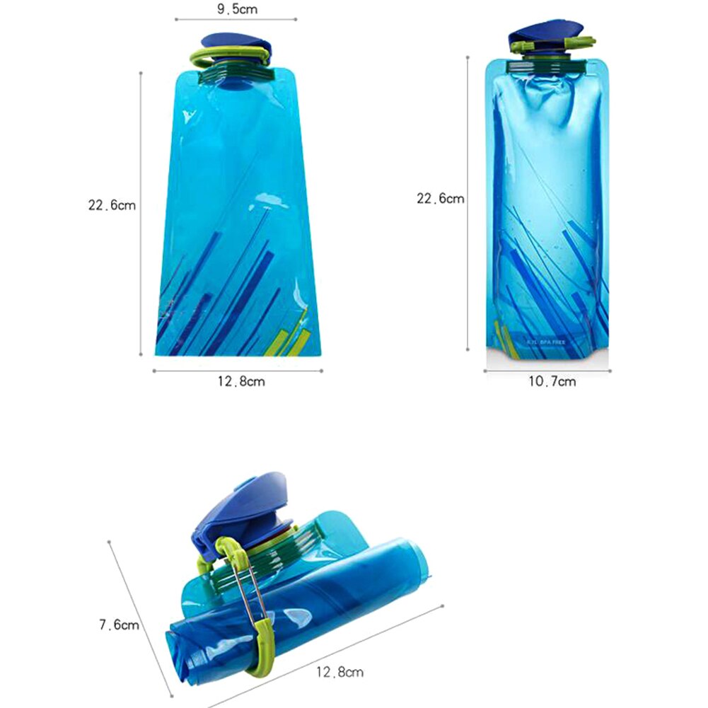 700ml reutilizable plegable bolsa de botella de agua Flexible bolsa azul Camping senderismo herramienta deportes portátil botellas de beber hervidor