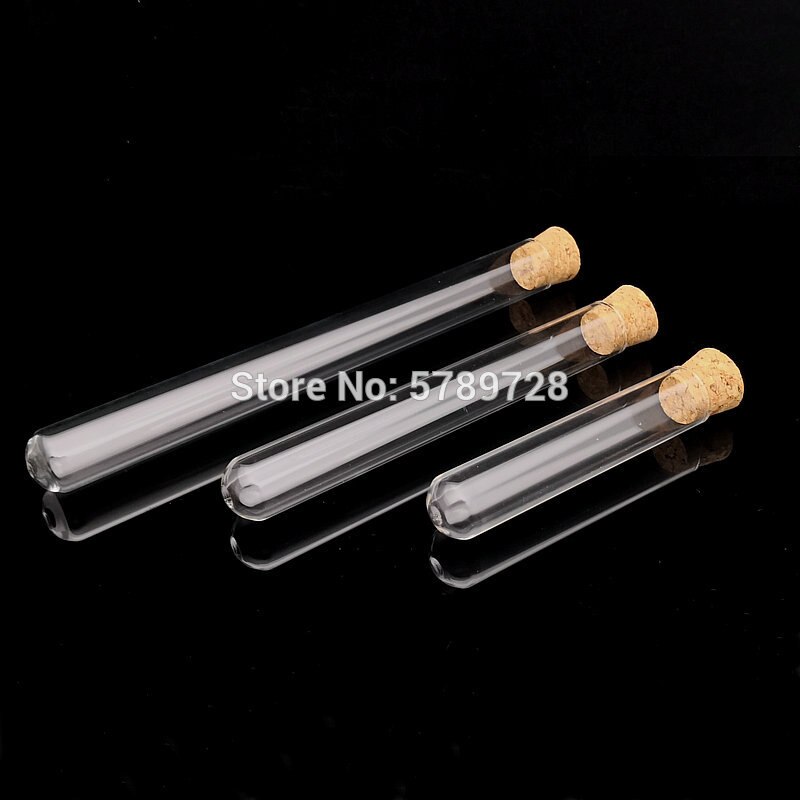 20 piezas tubo de ensayo de fondo redondo de vidrio de 20mm de diámetro exterior con tapón de corcho, equipo de enseñanza experimental escolar