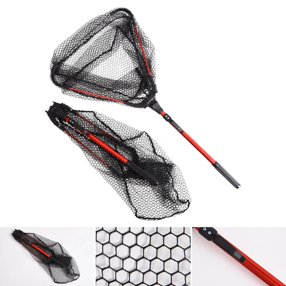 Foldable Aluminum Alloy Handle Fly Fishing Landing Net Catch Release Tackle Telescopic Portable Triangle Shape