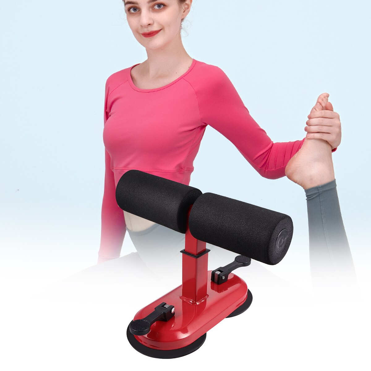 Máquina abdominal crunches ajuda sutorial cintura feminina de redução de gordura do agregado familiar fitness barriga rolo equipamentos (vermelho)