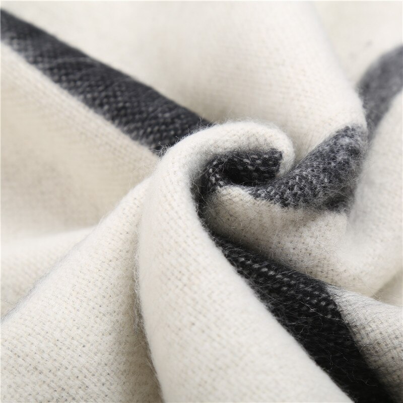 black white tartan plaid cashmere scarves women winter thick warm blanket scarf lady brand shawl wraps super large