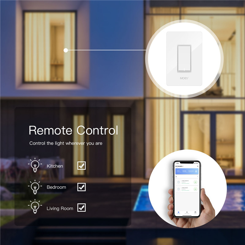 3 Way WiFi Smart Light Switch Light Fan Control APP remote control works with Alexa and Google Home, No Hub Required