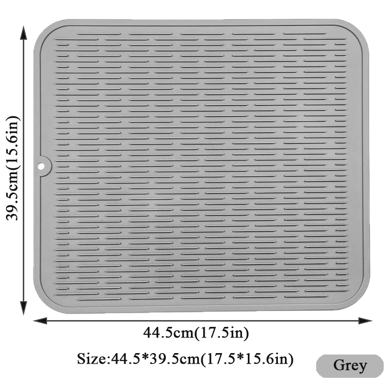 Silicone Vierkante Schotel Drogen Mat Hittebestendige Aftappen Servies Dishwaser Duurzaam Kussen Pad Servies Tafel Mat Placemat: Large Mat Grey