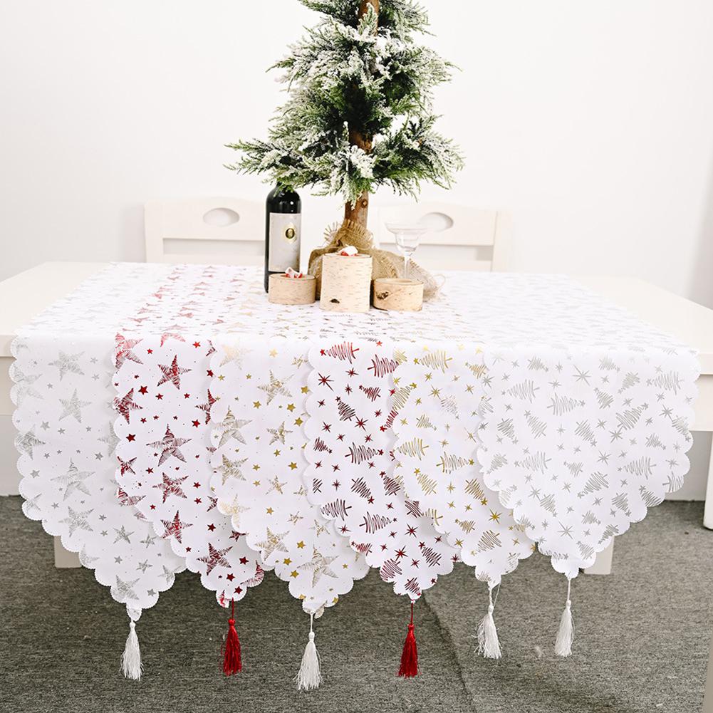 Guld stempling hvid bordløber til jul fest dekoration bord løber banket fest bryllup dekoration tafelloper