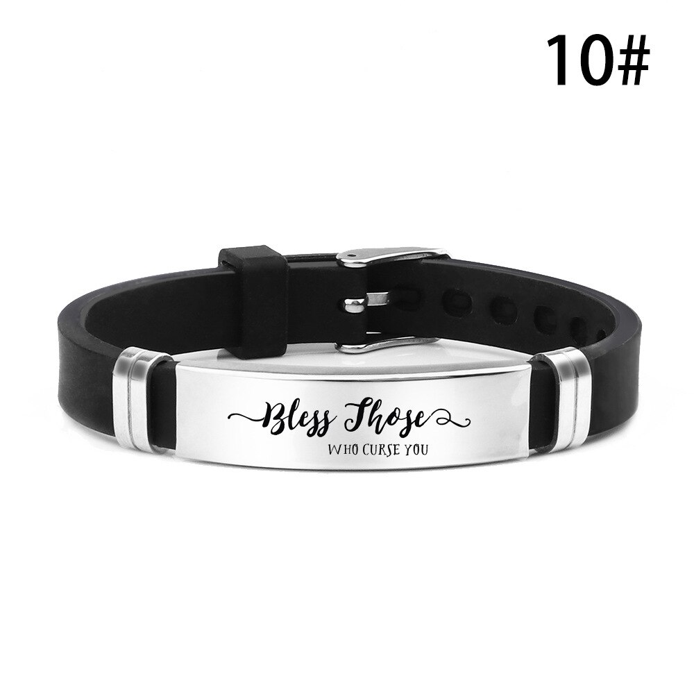 Trendy Religious Heart Jesus Scripture Quote Christian Bible Inspirational Verse Faith Hope Love Silicone Bracelets For Man: 10