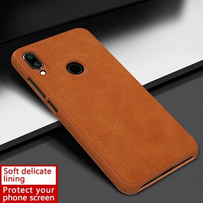 For Xiaomi Redmi Note 7 7S Pro 8 8t Case Flip Cover Nillkin Qin Luxury Leather Book Redmi Note7 NOTE 7 Pro Full Protective Bag: Redmi Note 7 / Brown