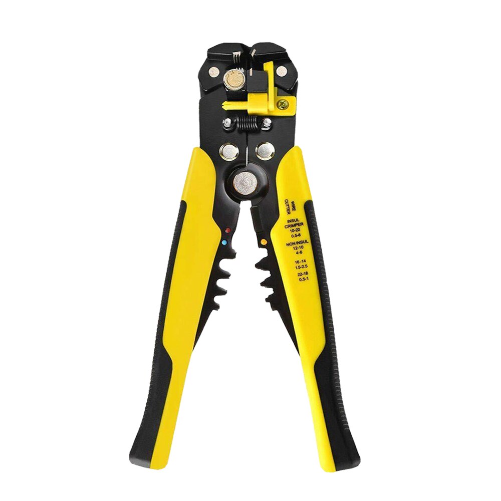Krimptang, kabelknipper, automatische draadstripper, multifunctionele striptang, krimptang, aansluiting 0.2-6.0 mm, 2-delig gereedschap: Geel