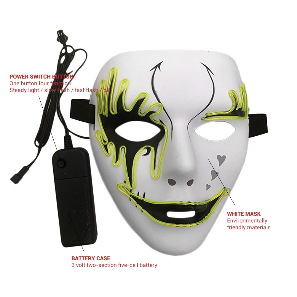 Masker Halloween Led Illuminating Masker Koele Geschilderd Masker Plastic Play Masker Voor Bar Ktv Party Party Light Up Maskers Glow in Dark