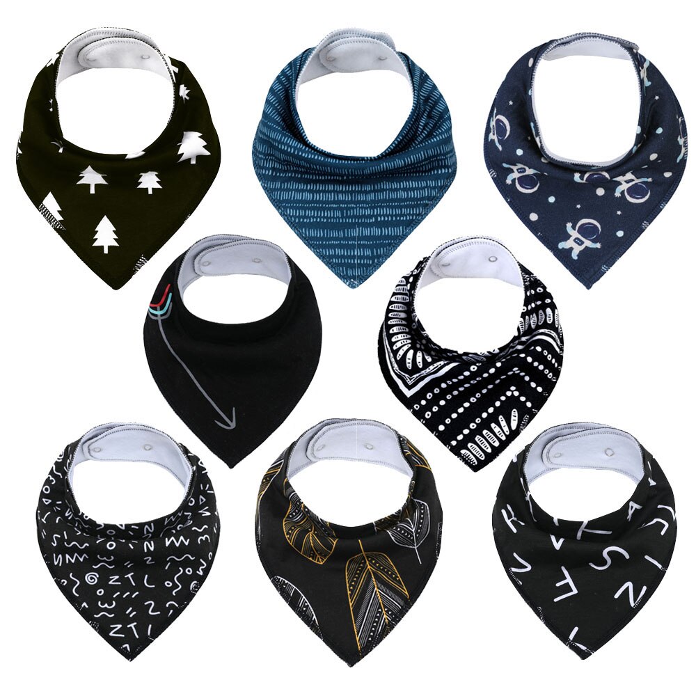 Bavoirs Bandana pour bébés, bavettes pour garçons et filles, 100% coton biologique, doux et absorbant, pour -nés, 8 pièces: KJ80002