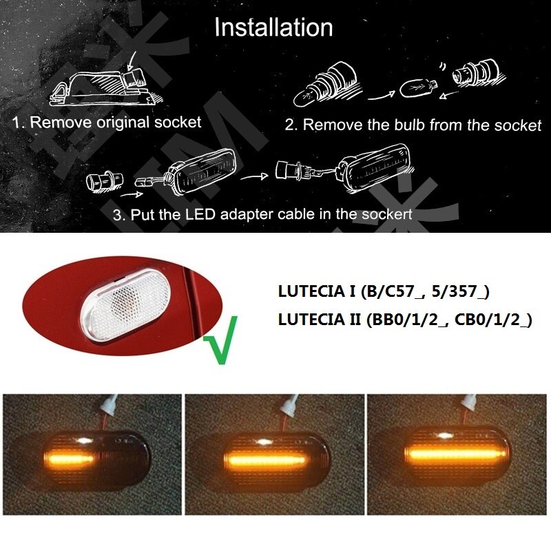 for Renault Clio LUTECIA I MK1 B/C57 5/357 II MK2 BB0/1/2 CB0/1/2 Dynamic LED Indicator Side Marker Signal Styling Accessories: for LUTECIA I II