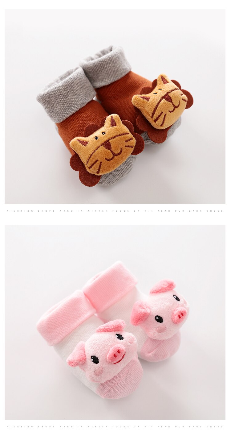 1 Paar Herfst Winter Baby Sokken Vloer Antislip Katoen Cartoon Pop Sokken Met Bells Baby Meisjes Jongens Zachte leuke Laarzen
