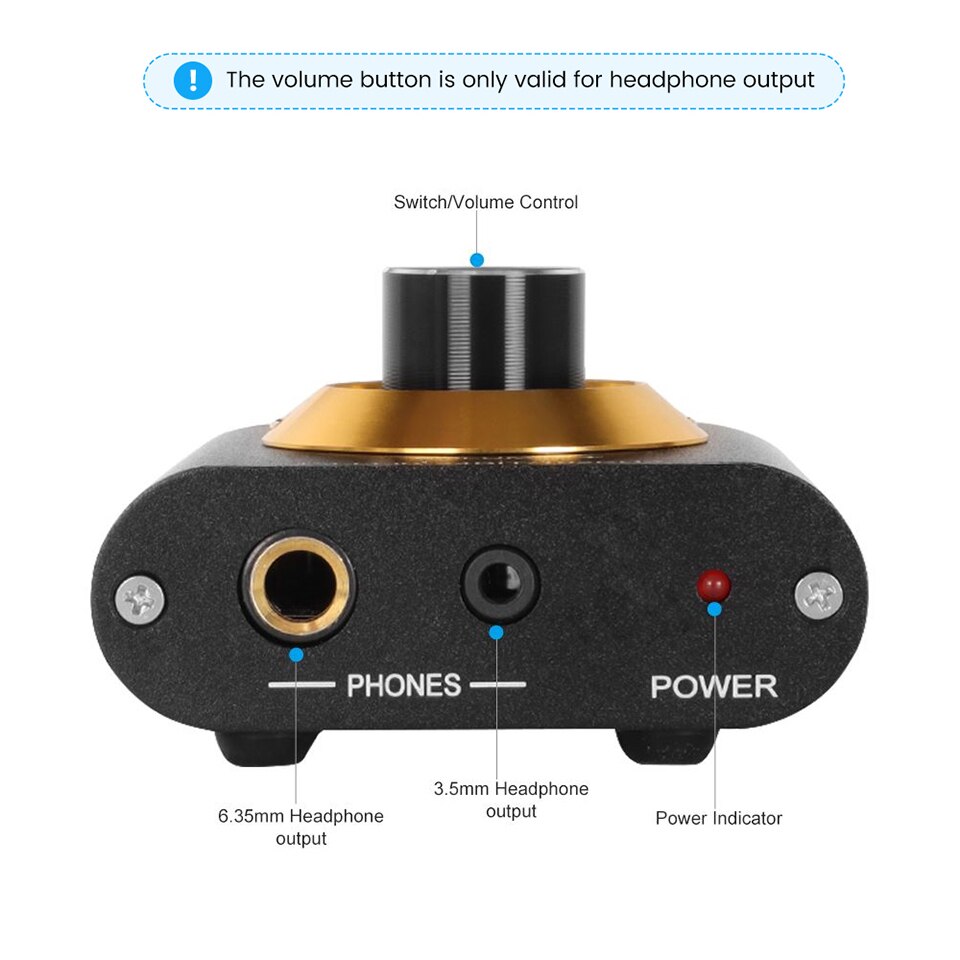 Pj.miaolai mini hifi lyd usb dekoder dac  cm6642 hodetelefonforsterker eksternt lydkort 24 bit /192 khz usb inngang rca utgangs forsterker