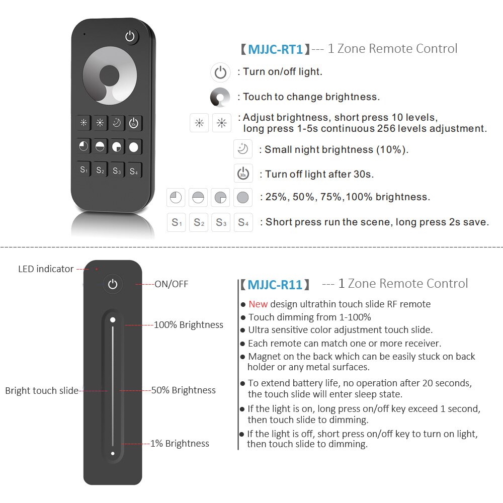 LED Dimmer 12v 24v 1CH 15A DC PWM 2.4G Wireless Smart Wifi Wall Touch Single Color LED Strip Light Dimmer Controller Switch V1-L