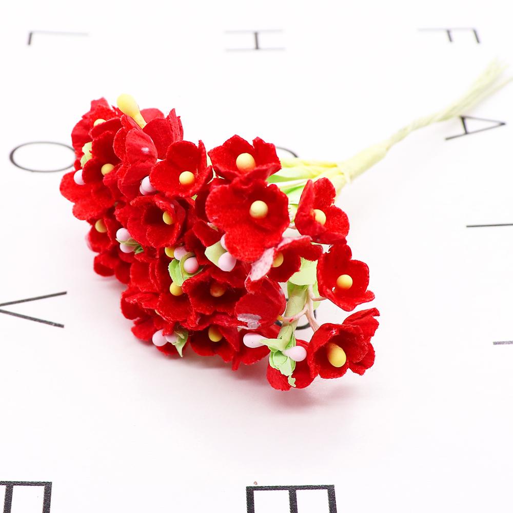 8 Stuks/40 Heads 1 Cm Mini Papieren Bloemen Rozen Boeket Kunstmatige Bloem Goedkope Bruiloft Decoratie Voor Scrapbooking Diy flores: 8