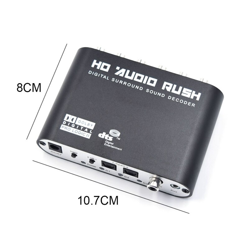 5.1 o -traps dts ac -3 6ch digitale o-converter lpcm  to 5.1 analoge uitgang 2.1 digitale o-decoder voor dvd-pc (eu-stekker)