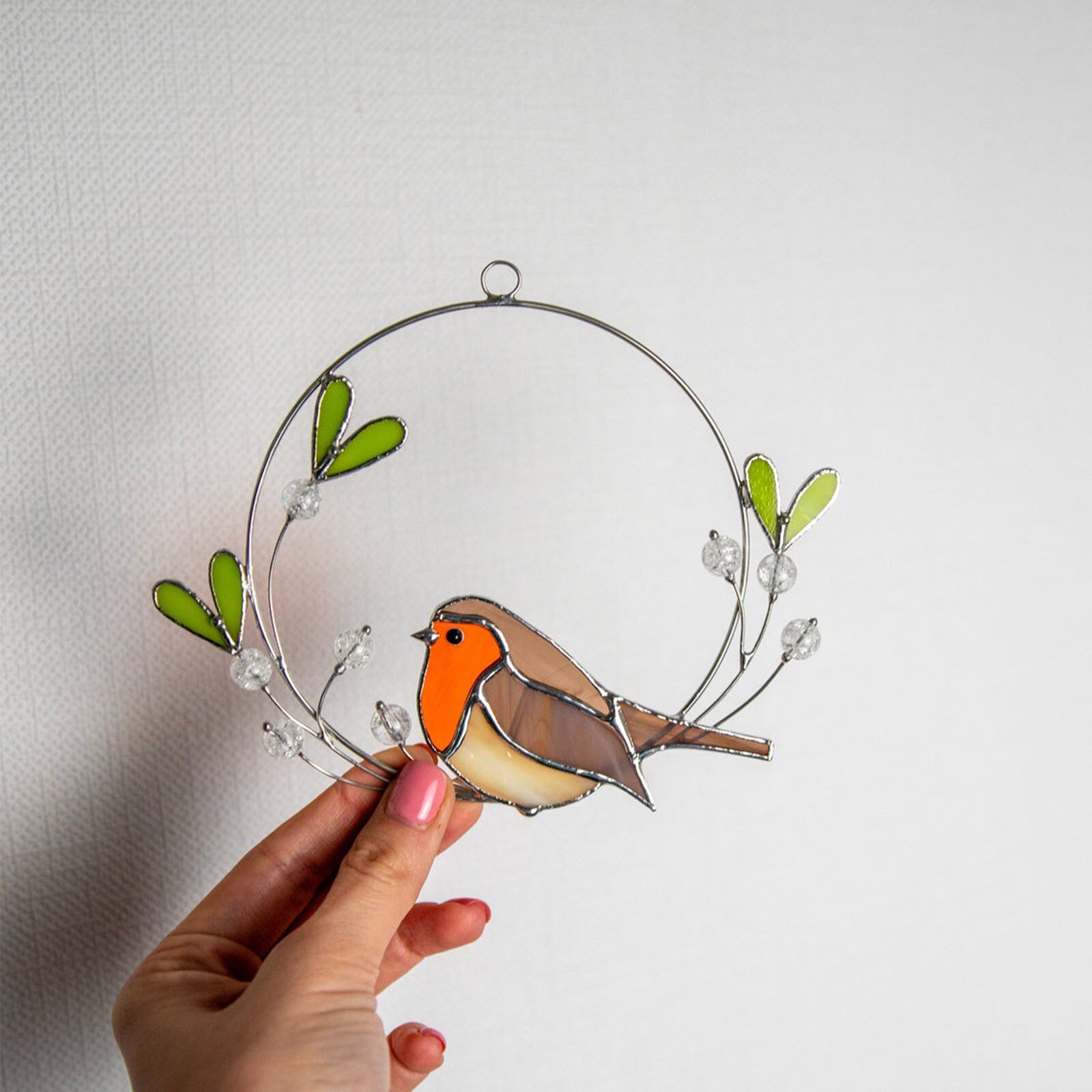 Stained Bird Glass Window Hangings Acrylic Wall Hanging Birds Wall Art Sculpture Hanging Window Decoration Suncatchers Garden