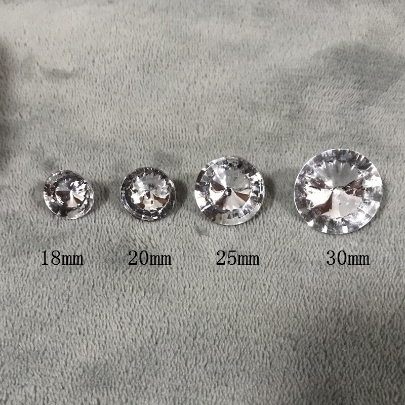 100PCS/lot White Clear acrylic Button 18mm 20mm acrylic Crystal Buttons For Clothing Sofa Craft Sewing Accessories DIY