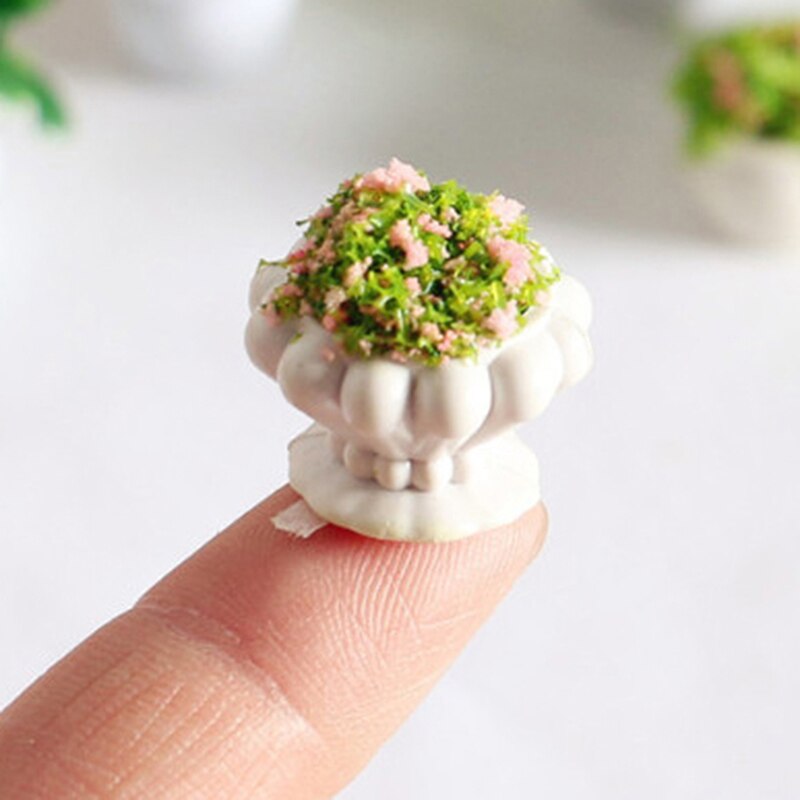 2 stücke Puppenhaus Möbel 1:12 Zubehör Mini Grüne Pflanze Bonsai Blumentöpfe Möbel Spielzeug für Baby Kinder