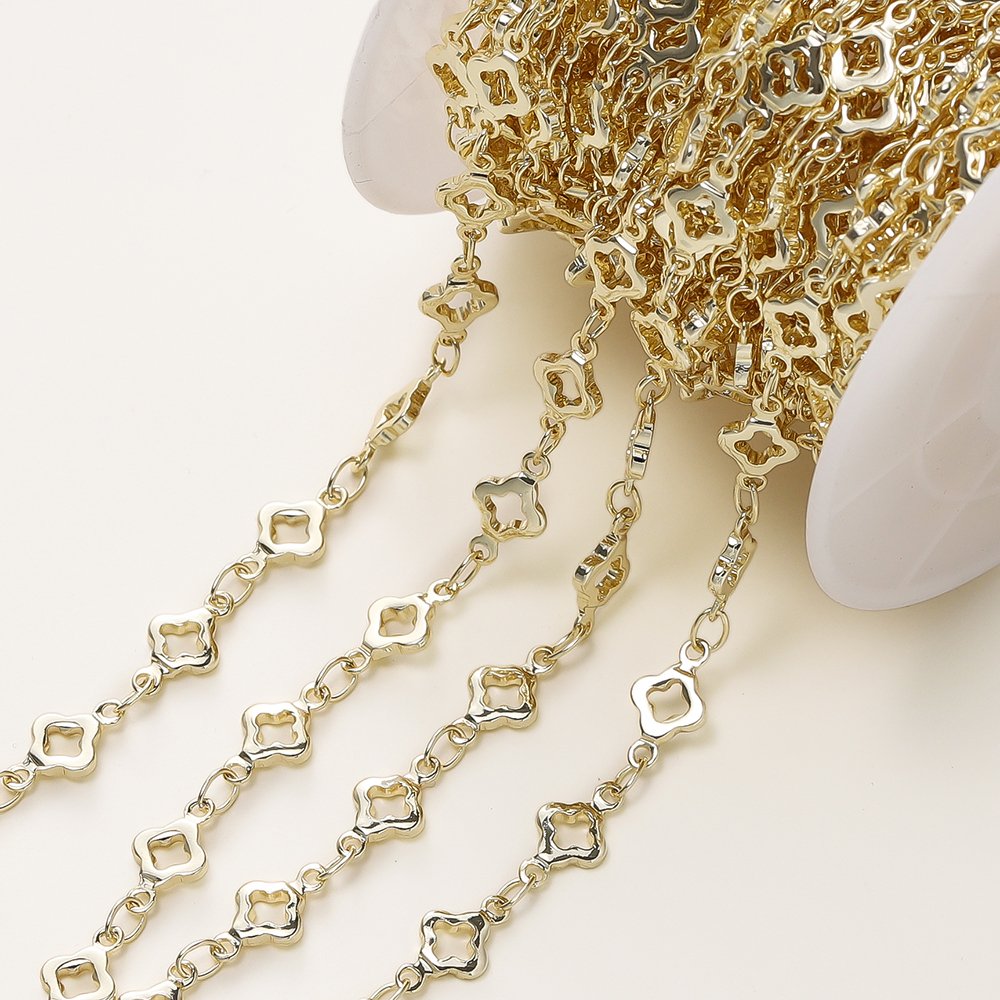 1 metro/paquete 5,5 MM 14/18K cadena rombo de latón chapado en oro para la fabricación de joyas collar pulseras cadena suministros para fabricación de joyas: BLANCO