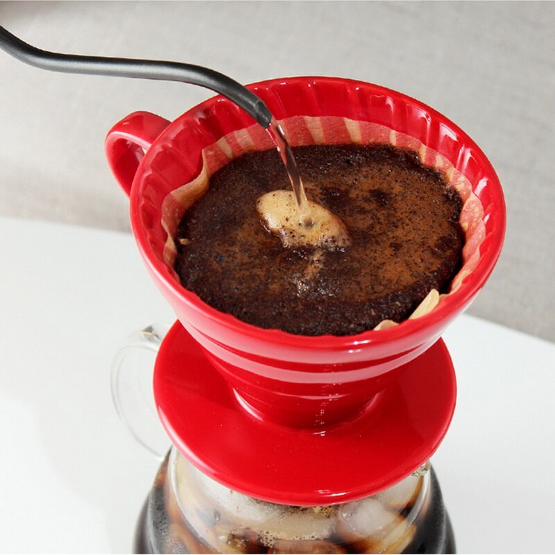 Ceramic Coffee Dripper Engine V60 Style Coffee Drip Filter Cup Permanent Pour Over Coffee Maker Brewer Separate Stand Cafe