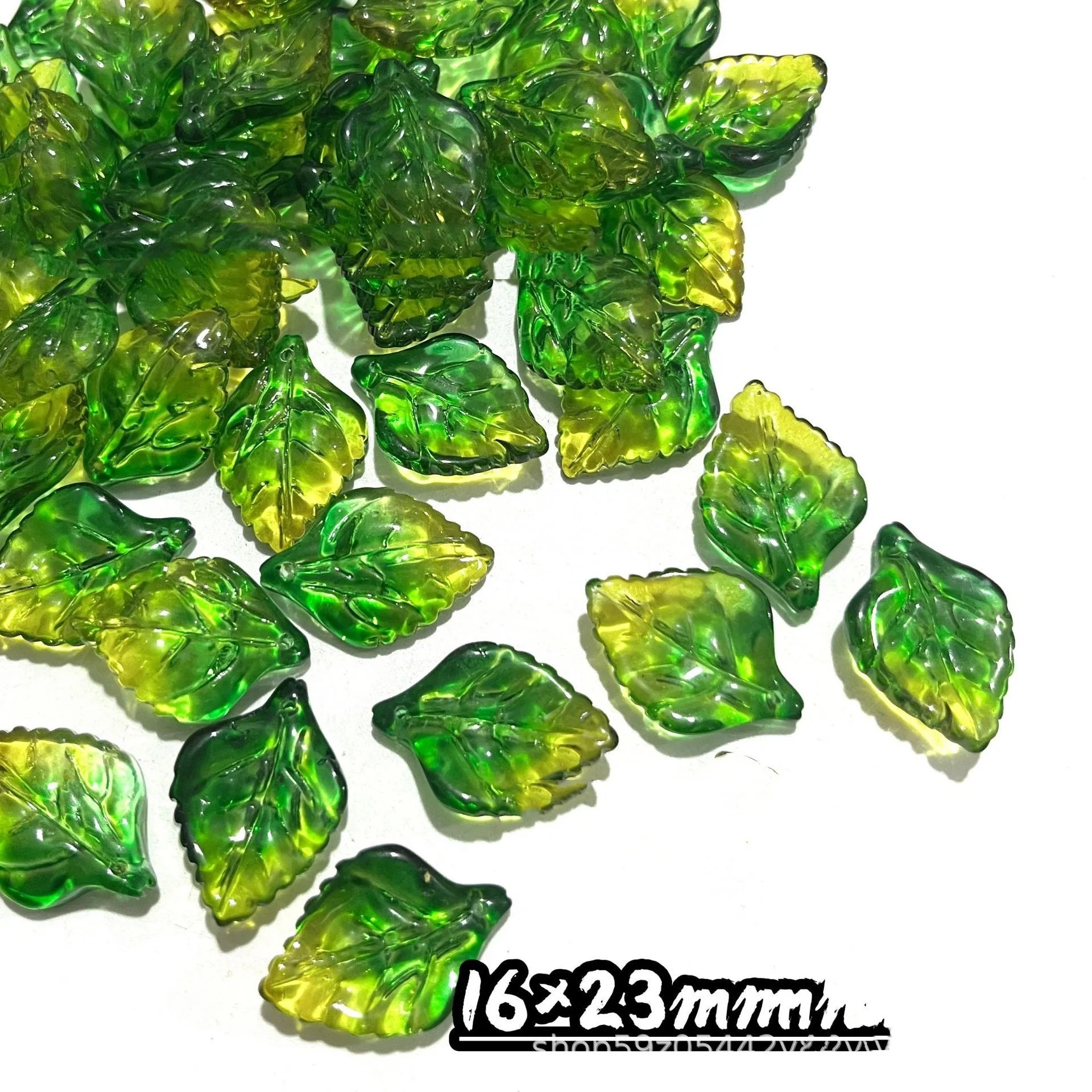30/50 Uds. Cuentas de hojas de cristal para joyería, cuentas de hojas verdes de Murano para hacer pulsera, collar, accesorios DIY hechos a mano a granel