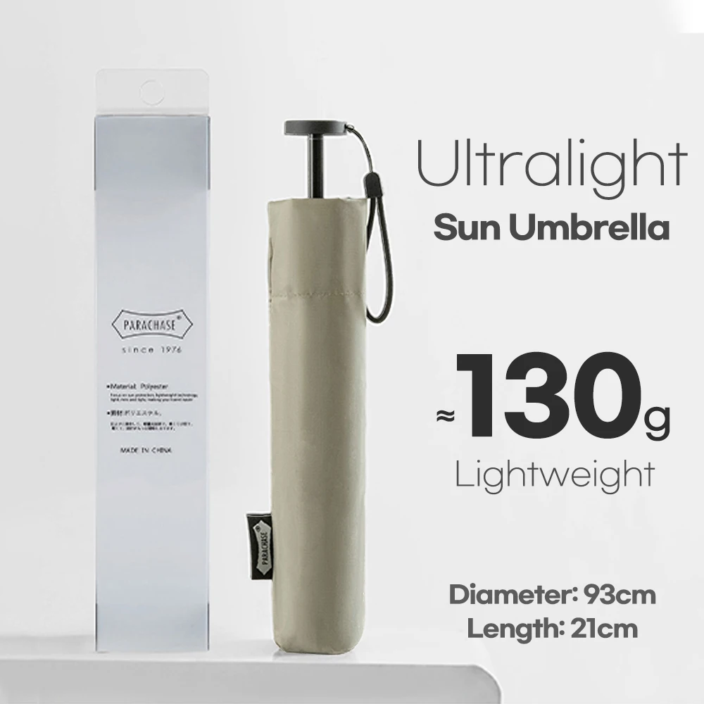 Parachase Bleistift, faltbar, UV-Regenschirm, Kohlefaser, Anti-UV, für Reisen, leicht, Sonnenschirm, winddicht, tragbar, Sonnenschirme: dunkel khaki