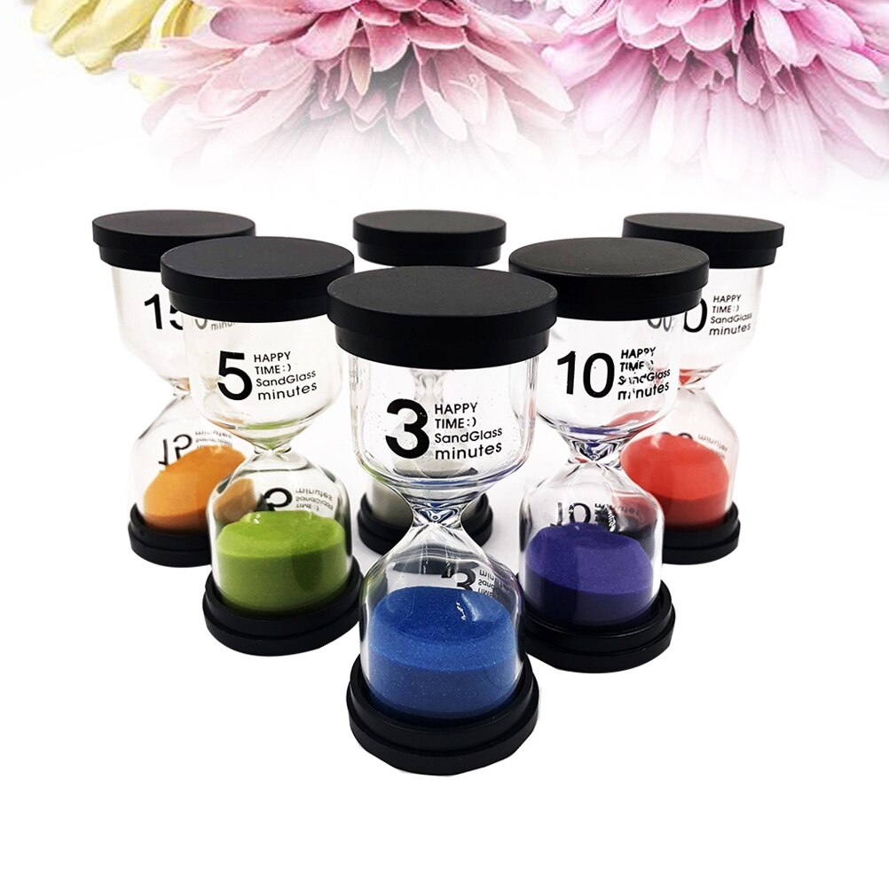 6 Stck Sanduhr einstellen Minuten Kompakte Sanduhr Timer Sand Uhr Dekoration Kunststoff Sanduhr Heimat Dekor Party Dekor freundlicher