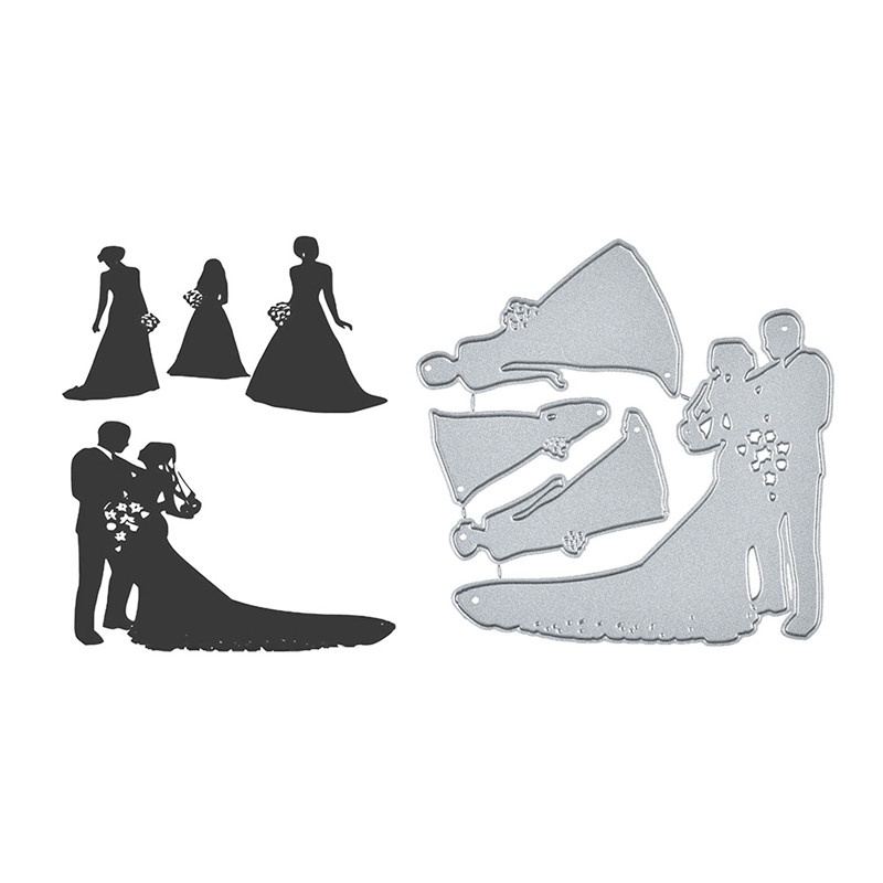 Kokorosa Wedding Dies Metal Cutting Dies for Card Making Scrapbooking Dies Embossing Stencil Craft Frame Couple Dies