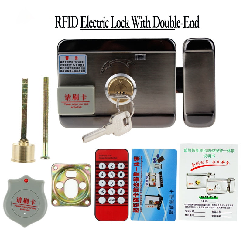 Access control lock metal mute electric lock RFID security door lock EM lock with rfid key card reader for apartment