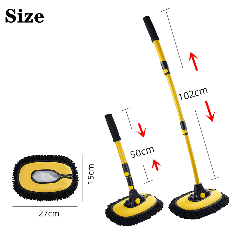 Cepillo de limpieza de ventanas de coche, cepillo de lavado de coches súper absorbente, fregona de limpieza telescópica con mango largo, escoba de chenilla, accesorios para automóviles