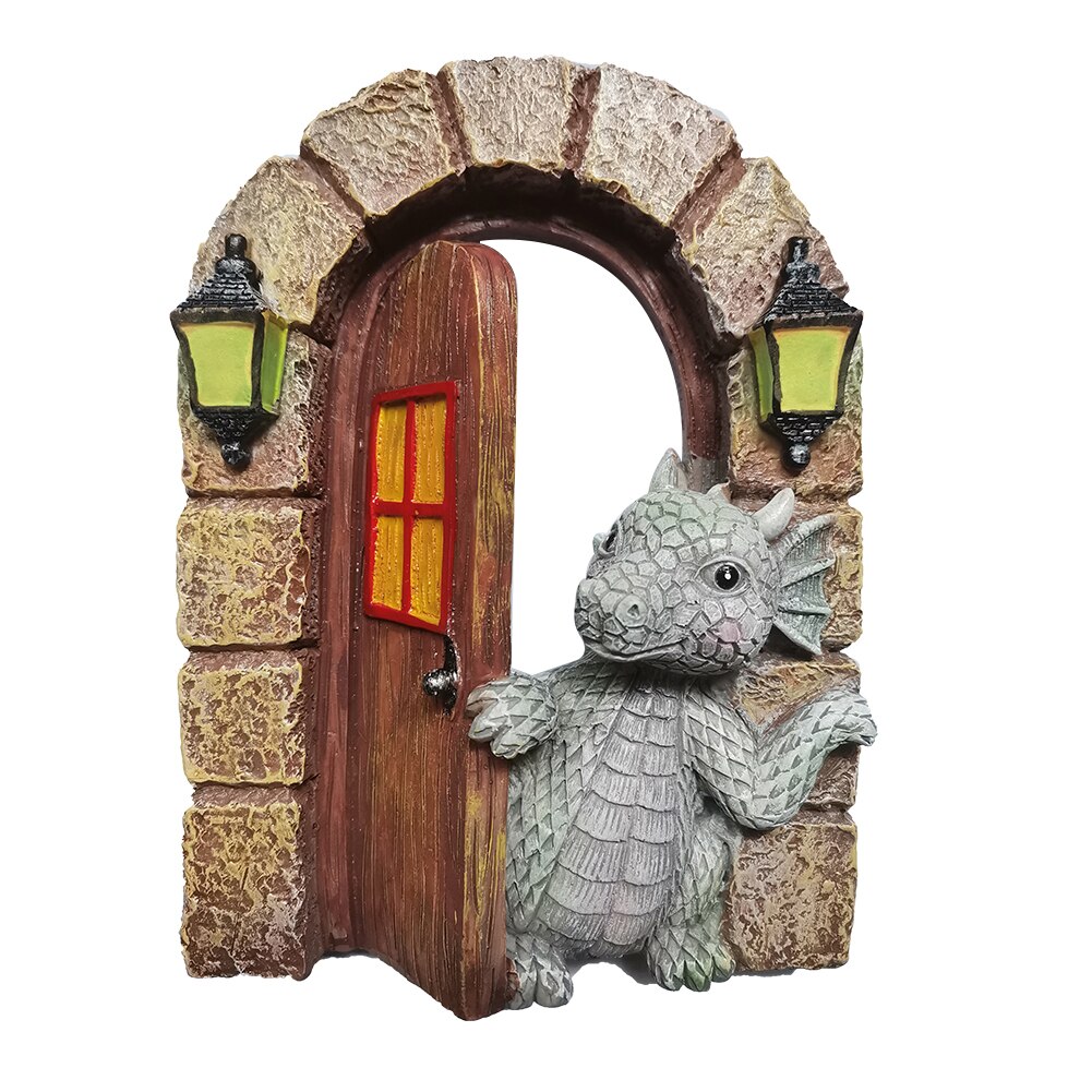 Resin Miniature Fairy Gnome Window Door Elf Garden Sculpture Statues Tree Decor for Yard Art Sculpture Statue Outdoor Decor: F
