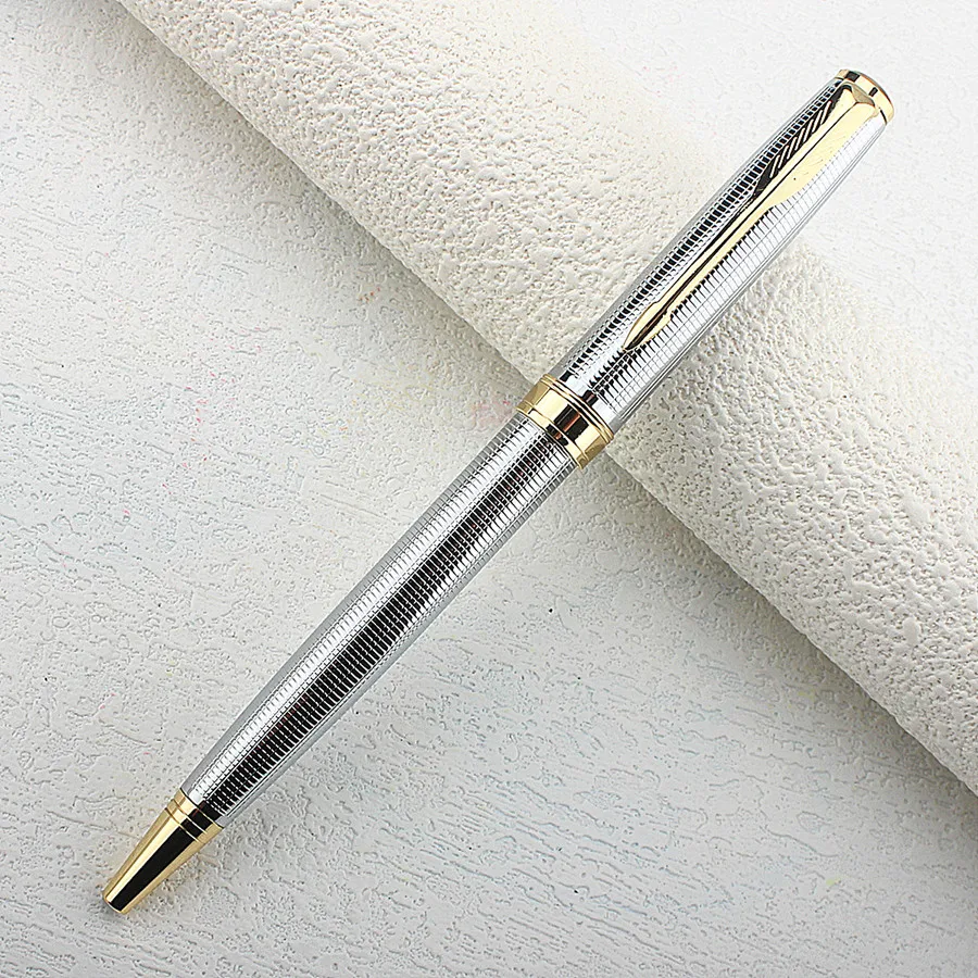 Metal Ballpoint Pen Rotation Style Commercial Pens for School Office Stationery Supplies Core Automatic Ball Pen: WHITE